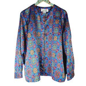 Vintage Diane Von Furstenberg Stainglass Window Silky Blouse Top Sz 40